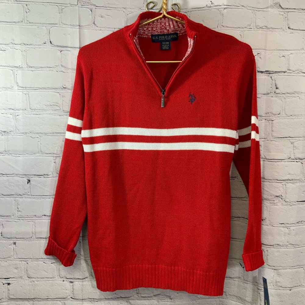 US POLO ASSN. Red & White Sweater